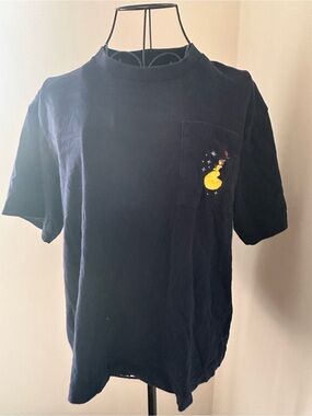 Uniqlo Navy Short-Sleeve Tee with Yellow Moon Pocket Graphic